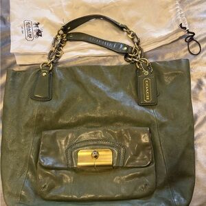 Coach Olive Green Leather Shoulder Bag